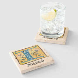 mittelalterliche blutlichtfarbene Buchstaben I Mon Steinuntersetzer