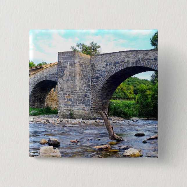 Mittelalterliche Brücke in Zubiri Button (Vorderseite)