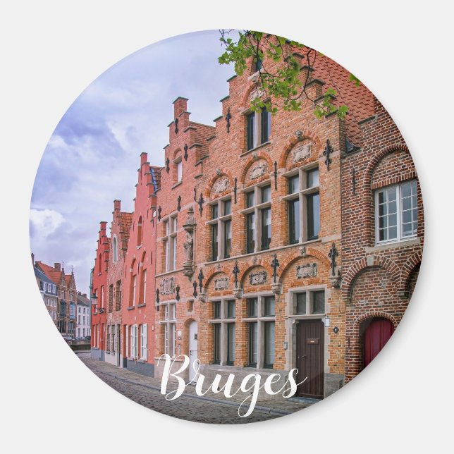 Mittelalterliche bunte Ziegelhäuser in Brügge, Bel Magnet (Vorne)