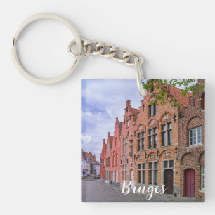 Mittelalterliche bunte Ziegelhäuser in Brügge, Bel Schlüsselanhänger