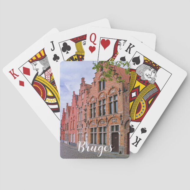 Mittelalterliche bunte Ziegelhäuser in Brügge, Bel Spielkarten (Rückseite)