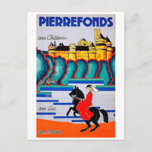 mittelalterliche Burg Pierrefonds,Frau auf Pferd,v Postkarte