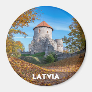Mittelalterliche Burg umgeben von Wäldern Magnet