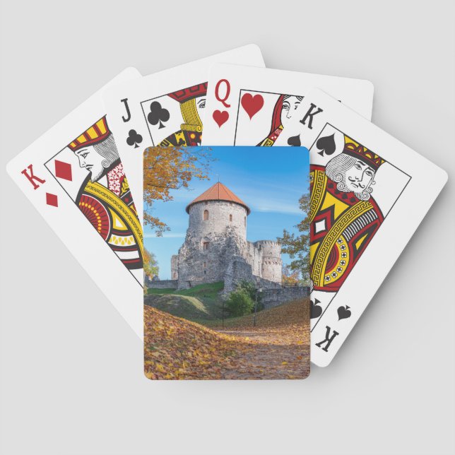 Mittelalterliche Burg umgeben von Wäldern Spielkarten (Rückseite)