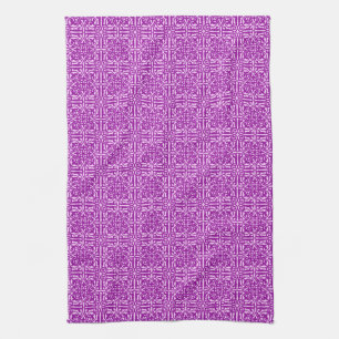 Mittelalterliche Damaske Fleur-de-lis, Amethyst li Handtuch