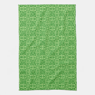 Mittelalterliche Damaske Fleur-de-lis, dunkelkiefe Geschirrtuch
