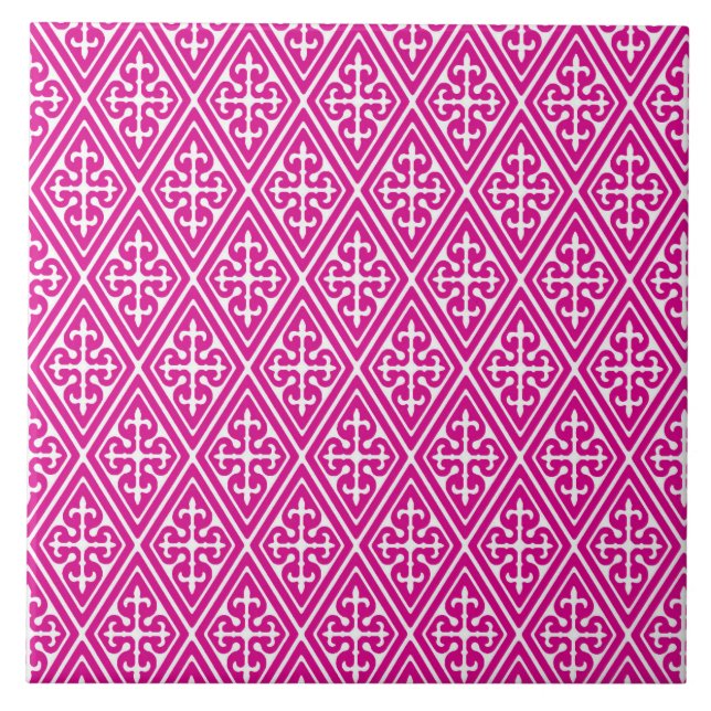 Mittelalterliche Damaskus Diamanten, Magenta und W Fliese (Vorderseite)