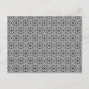 mittelalterliche Damast-Diamanten in Schwarz und W Postkarte