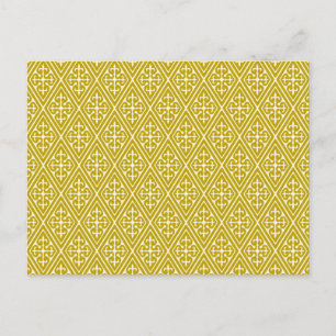 mittelalterliche Damast-Diamanten, Senfgold Postkarte