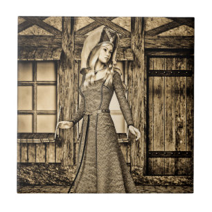 Mittelalterliche Dame Fliese