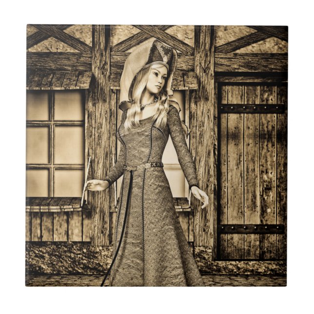 Mittelalterliche Dame Fliese (Vorderseite)