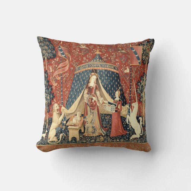 Mittelalterliche Dame und Einhorn (1484 - 1500) Kissen (Vorderseite)