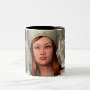 Mittelalterliche Dame Zweifarbige Tasse