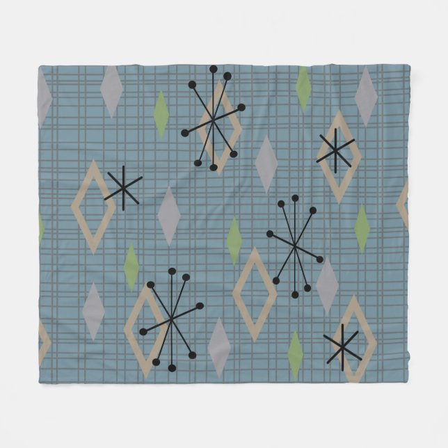 Mittelalterliche Diamanten Slate Gray Blue Fleecedecke (Vorderseite (Horizontal))