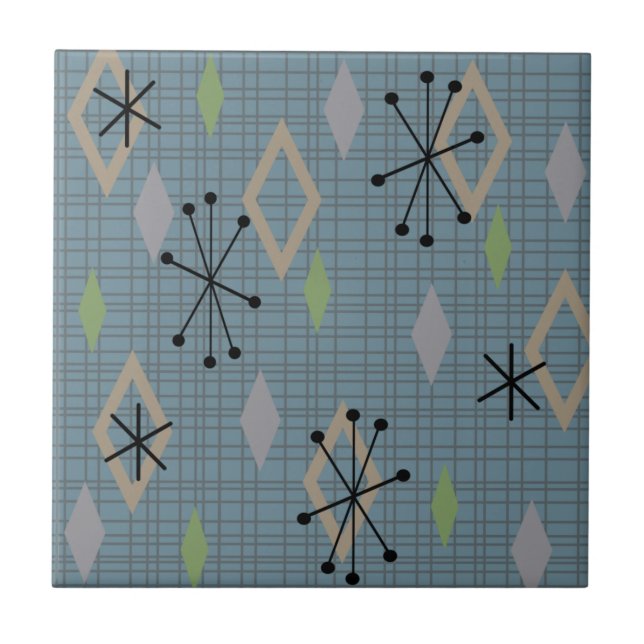 Mittelalterliche Diamanten Slate Gray Blue Fliese (Vorderseite)