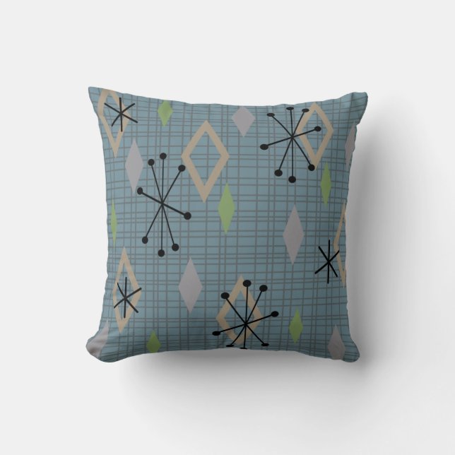 Mittelalterliche Diamanten Slate Gray Blue Kissen (Vorderseite)