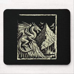 Mittelalterliche Drachen Berg Burg Mythische Männe Mousepad