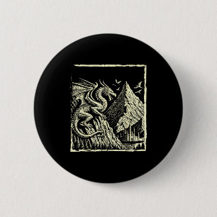 Mittelalterliche Drachenberg Burg Mythische Männer Button