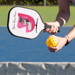 Mittelalterliche Elegante Katzen Rosa Stuhl Weiß r Pickleball Schläger