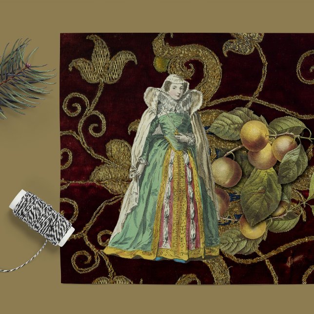Mittelalterliche Elegante mit Goldener Stickerei - Seidenpapier (Von Creator hochgeladen)