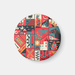 Mittelalterliche Eleganz: Nahtloses Muster Magnet
