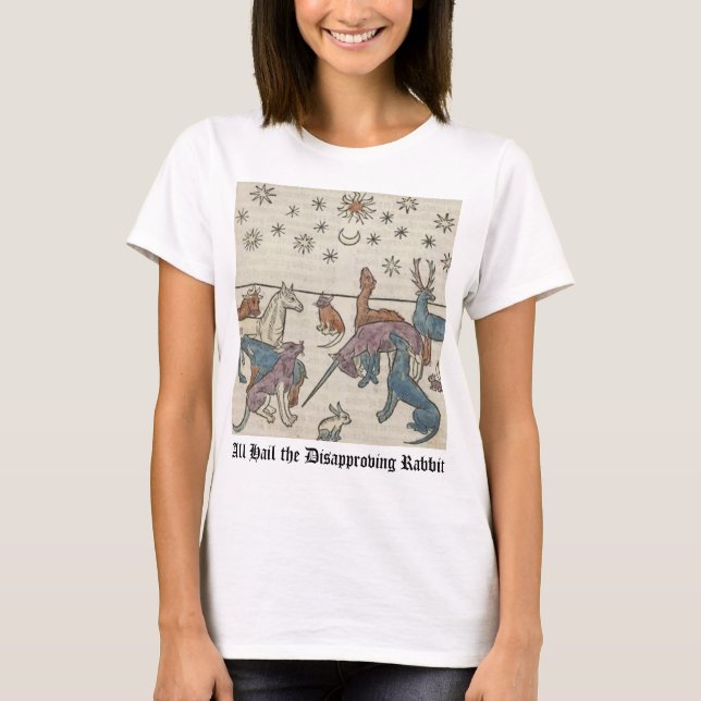 Mittelalterliche Entweihung des Kaninchens Einhorn T-Shirt (Vorderseite)