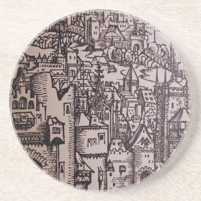 mittelalterliche Fantasiestadt Getränkeuntersetzer (Vorne)