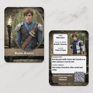Mittelalterliche Fantasy-Cosplay-Coscards QR-Cod Visitenkarte