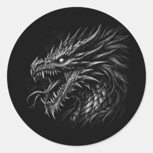 Mittelalterliche Fantasy-Grung-Kunst im Drachensti Runder Aufkleber