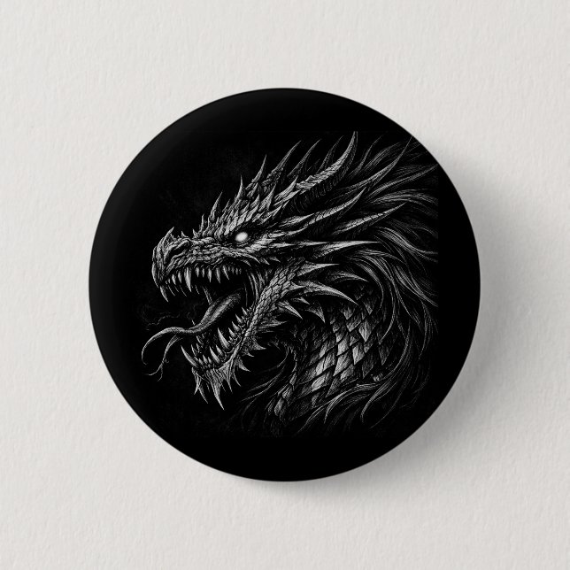 Mittelalterliche Fantasy-Grunge-Kunst im Drachenst Button (Vorderseite)