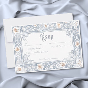 Mittelalterliche Fantasy-Rahmen Blau Gold Ätzung H RSVP Karte