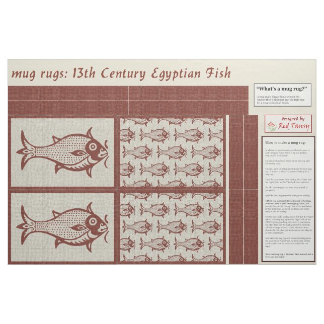 mittelalterliche Fisch-Mug-Rugs Stoff (Fat Quarter (45,7 x 55,9 cm))
