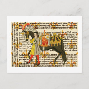 Mittelalterliche Frau und Pferd Postkarte