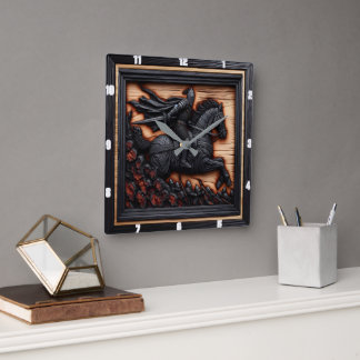 Mittelalterliche Fray: Kunst erschaffen Quadratische Wanduhr