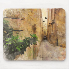 Mittelalterliche Gasse Alte Gebäude Farbe Mousepad
