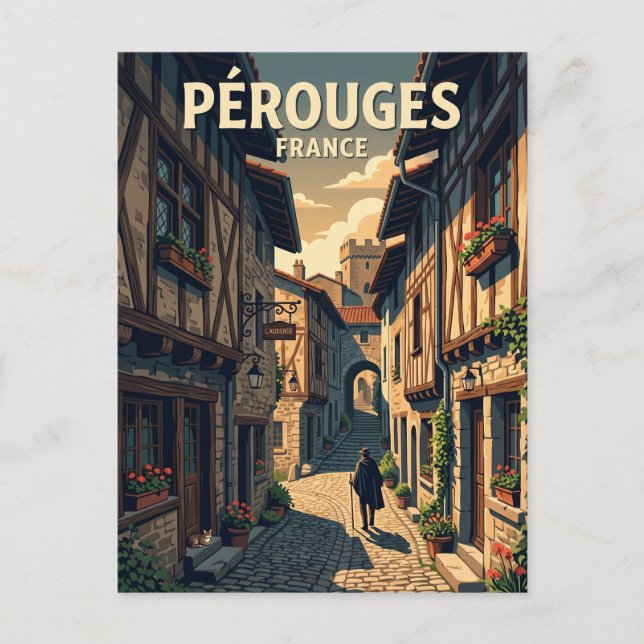 Mittelalterliche Gasse von Pérouges Frankreich Postkarte (Vorderseite)