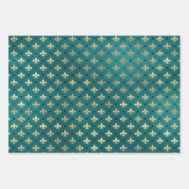 Mittelalterliche Gold Rüstung Aquamarin Elegantes Geschenkpapier Set