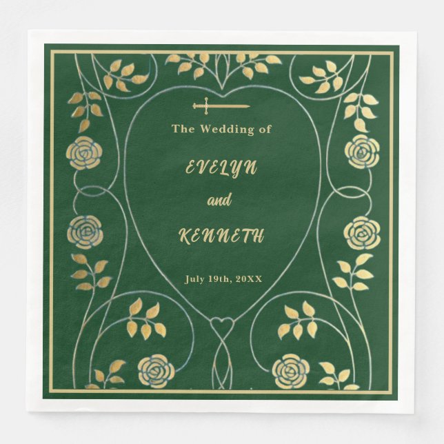 Mittelalterliche Goldflorenkärte und Hochzeit mit  Serviette (Vorderseite)