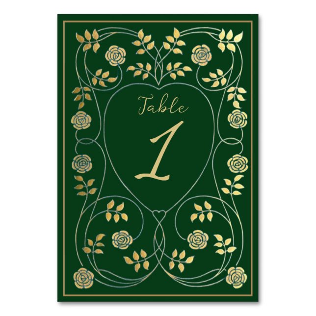 Mittelalterliche Goldflorenkärte und Hochzeit mit  Tischnummer (Vorderseite)