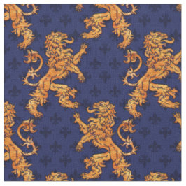 Mittelalterliche Goldlöwe-Blau-Lilie Stoff