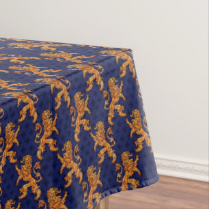 Mittelalterliche Goldlöwe-Blau-Lilie Tischdecke