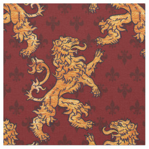 Mittelalterliche Goldlöwe-Rot-Lilie Stoff
