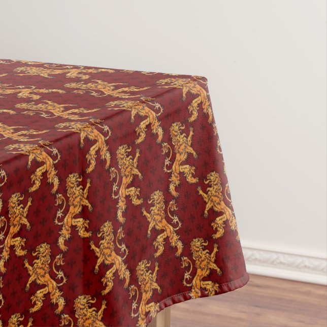 Mittelalterliche Goldlöwe-Rot-Lilie Tischdecke (Beispiel)