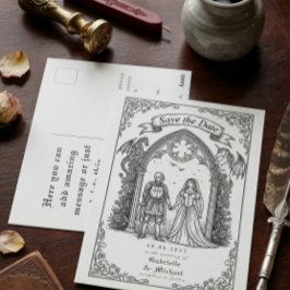 Mittelalterliche gotische Ritterbraut Bräutigam Te Postkarte