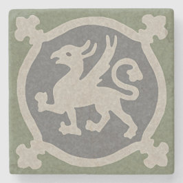 Mittelalterliche Griffin Tile Steinuntersetzer