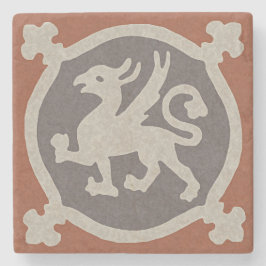 Mittelalterliche Griffin Tile Steinuntersetzer