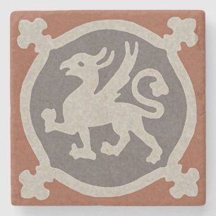 Mittelalterliche Griffin Tile Steinuntersetzer