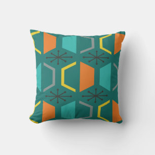 Mittelalterliche Hexagons Aquamarin Kissen