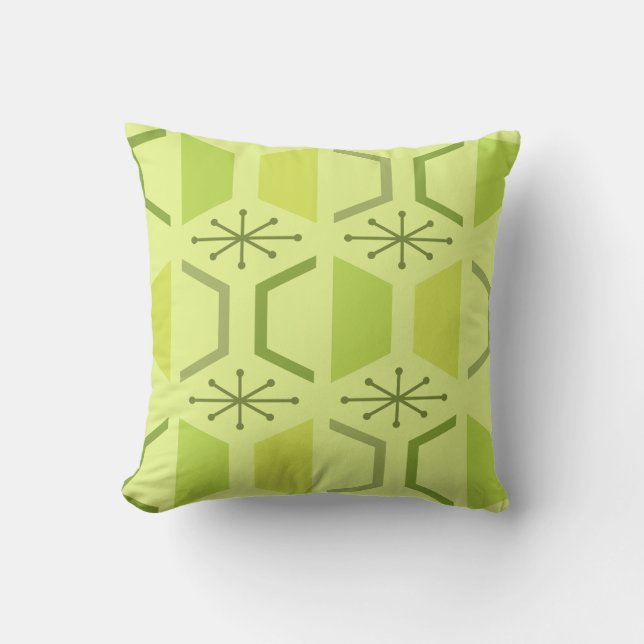 Mittelalterliche Hexagons Chartreuse Kissen (Vorderseite)