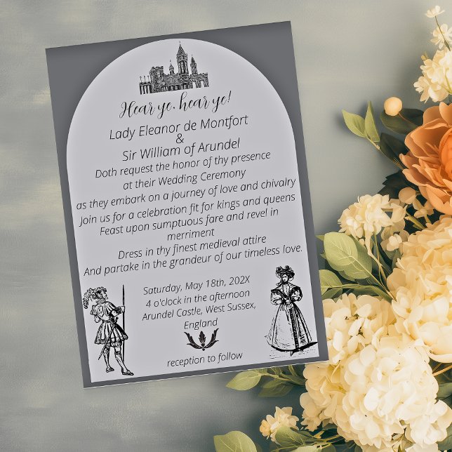 Mittelalterliche Hochzeit der Renaissance Einladung (Medieval Renaissance Arched Engraving Wedding Invitations)